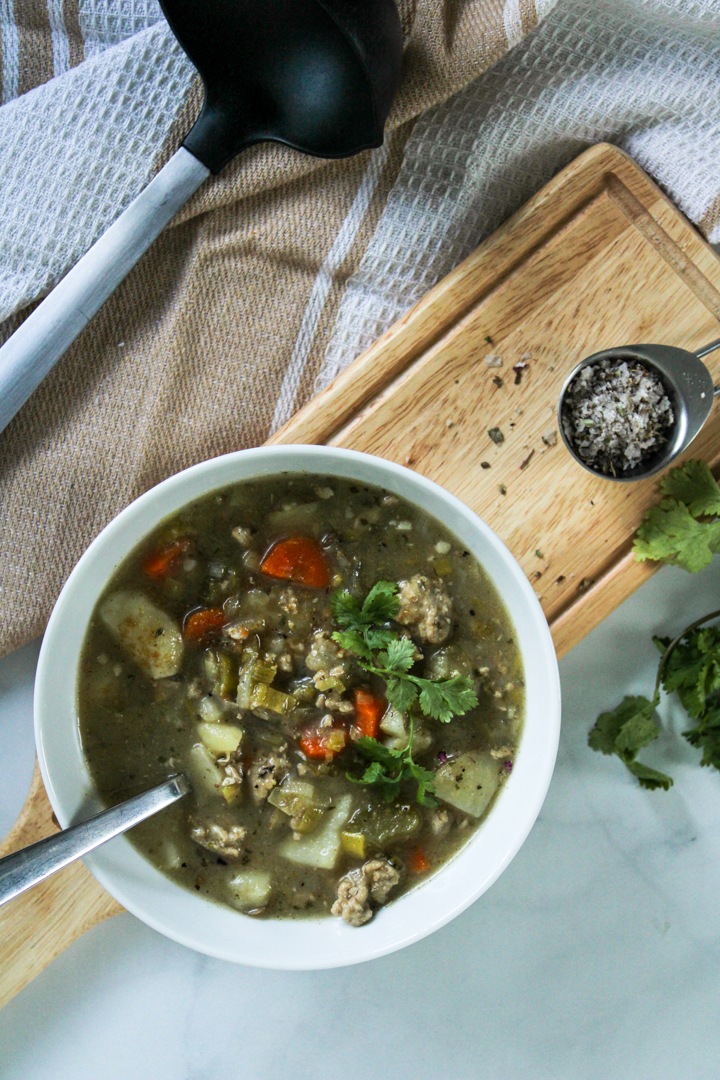 healthy potato leek soup with turkey