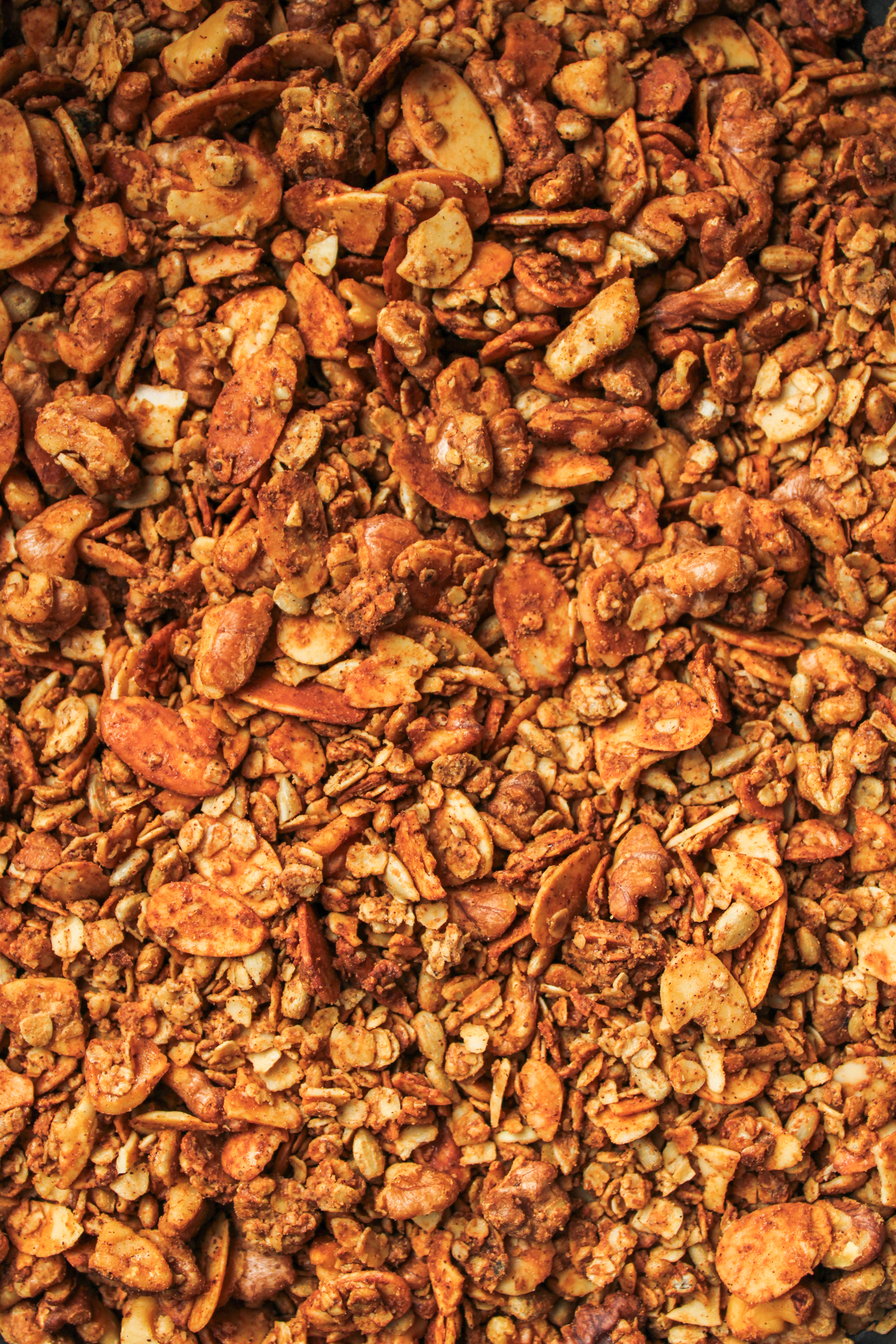 air fryer granola on a baking tray cooling down