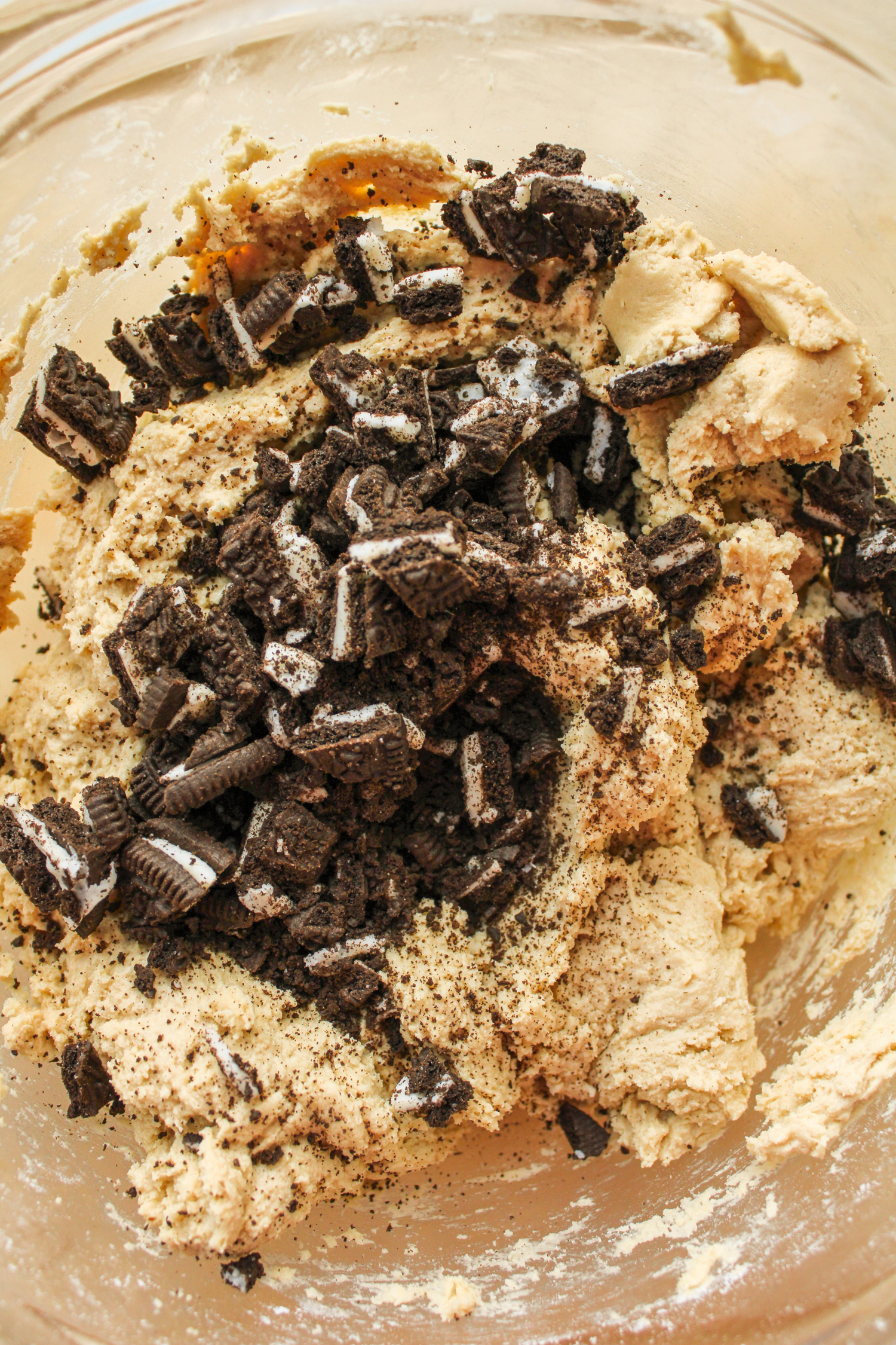 cookie dough with oreo crumbs added in