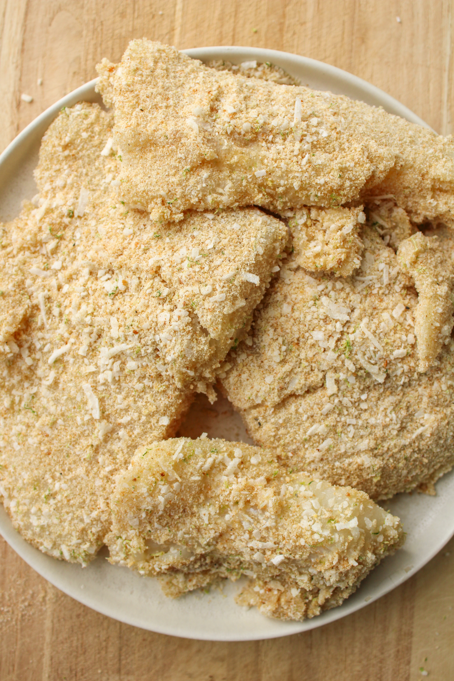 uncooked breaded halibut